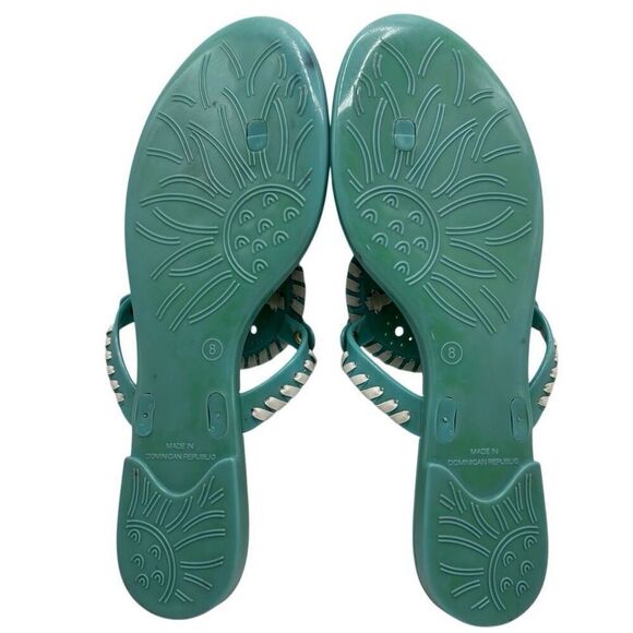 Jack Rogers Georgica Striped Jelly Flip Flop Turquoise/White Size 8 - Picture 7 of 9